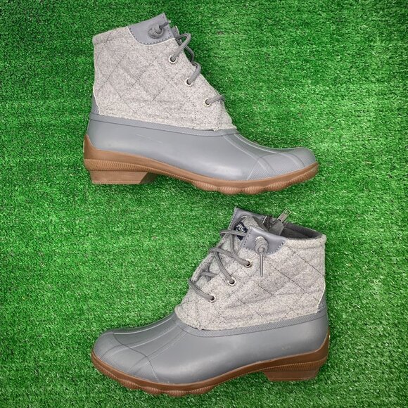 Sperry Duck Boot Women's Size 6.5 M Grey Syren Gulf Quilted Waterproof Rubber - Picture 5 of 9